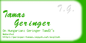 tamas geringer business card